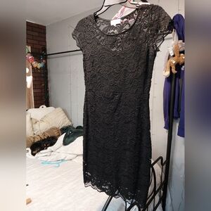 Ci Sono Black Lace Midi Dress
